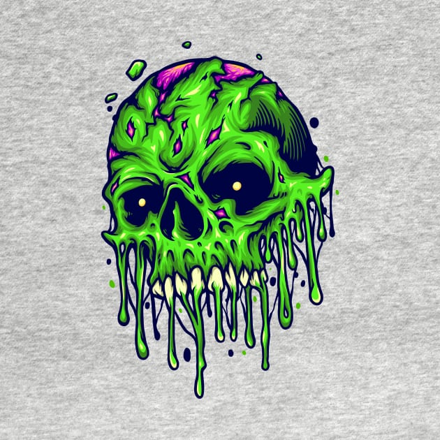 Gnarly Zombie Skull Illustration by SLAG_Creative